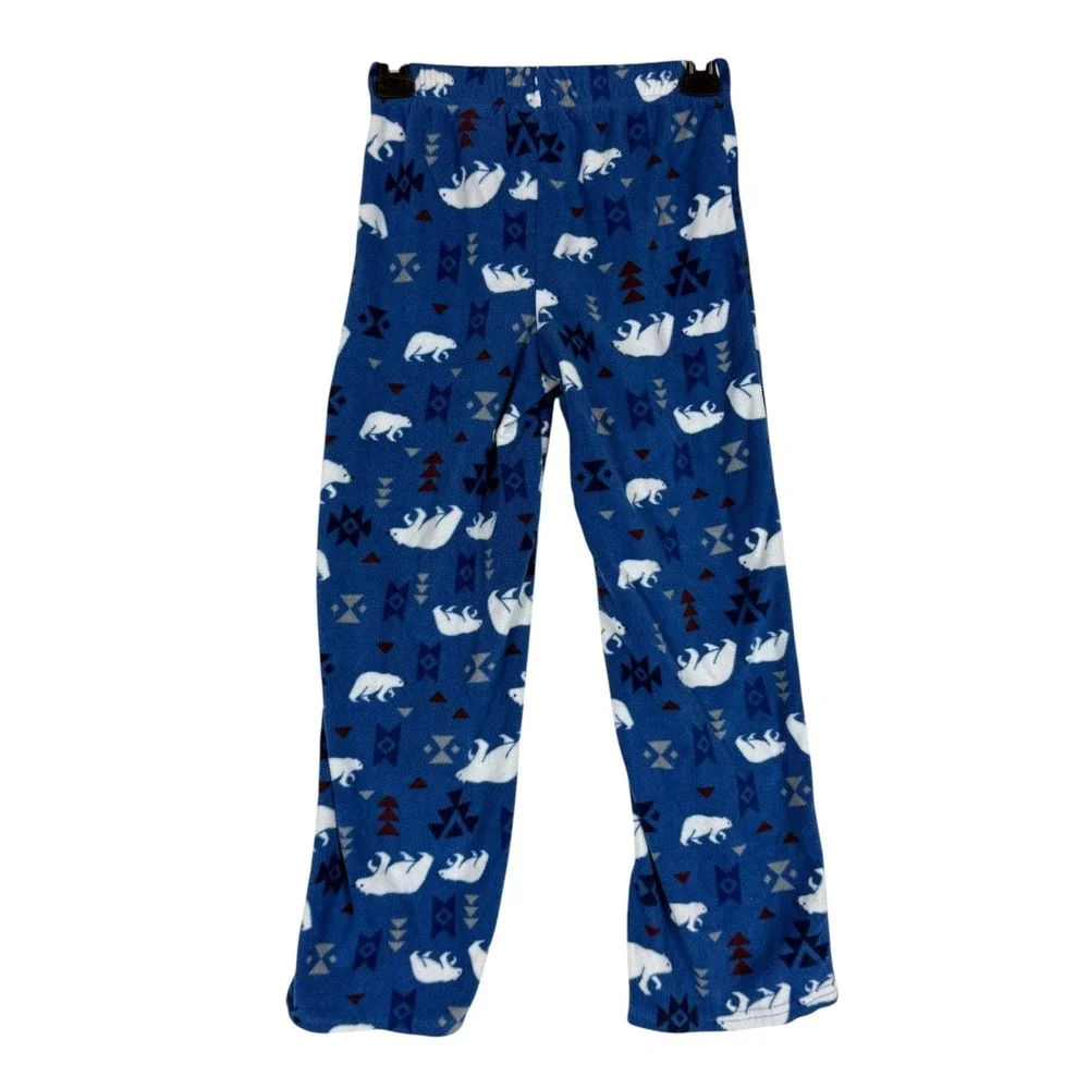 Eddie Bauer Pajama Pants Kids 10-12 Blue Fleece Polar Bear Print Sleep Lounge